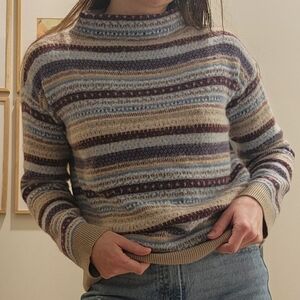 Striped Ann Taylor Sparkle Multicolor Mock Neck Sweater